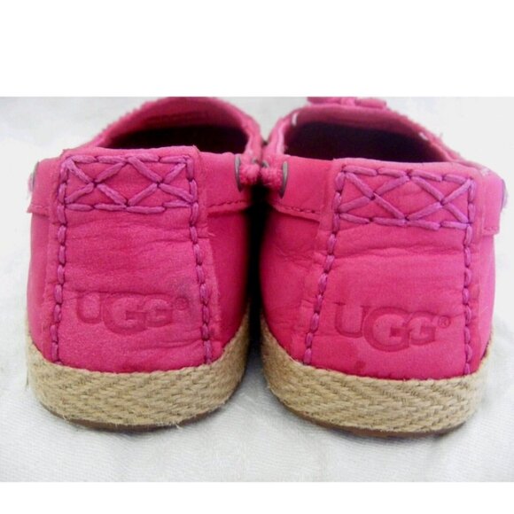 UGG | CHIVON Leather Espadrille Loafers Boat Shoes Magenta Pink Sz 9 - Picture 2 of 7